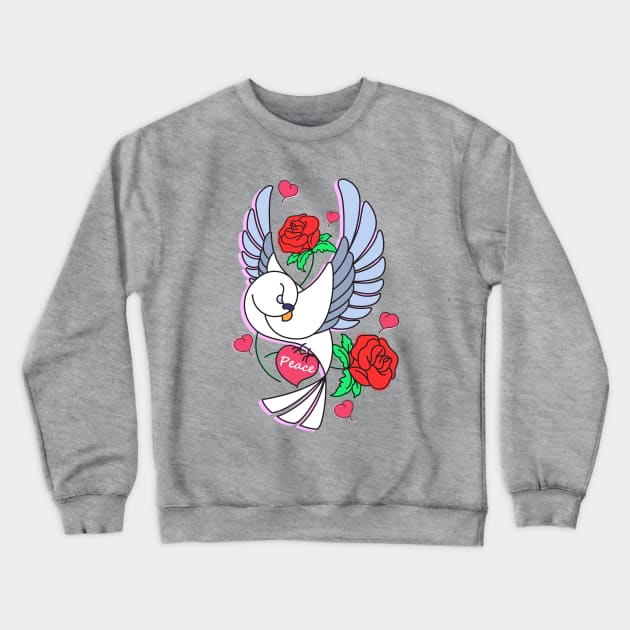 Cute Pigeon Flying - Peace & Love Crewneck Sweatshirt by Juka